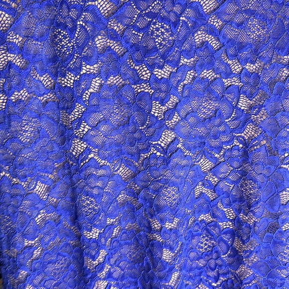 NWT! Dress The Population Blue V-Back  Embroidered Lace Bodycon Midi Dress SZ XL - Picture 7 of 11